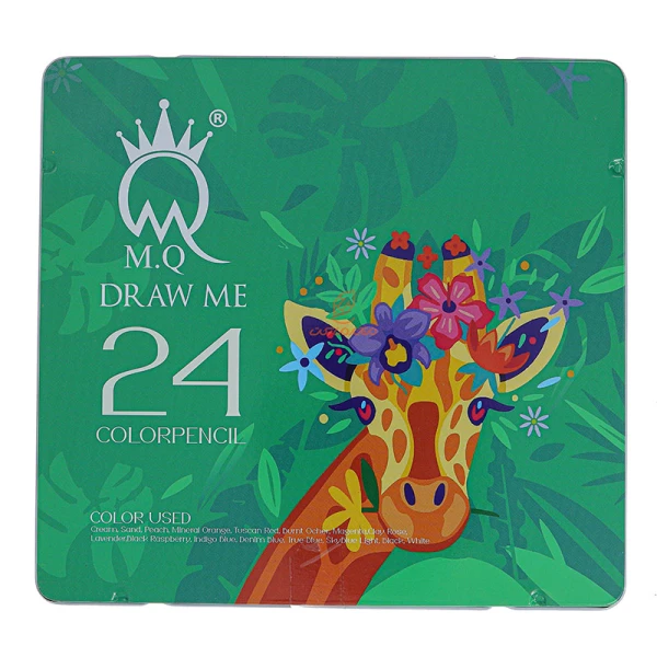 مداد رنگی 24 رنگ جعبه فلزی ام کیو