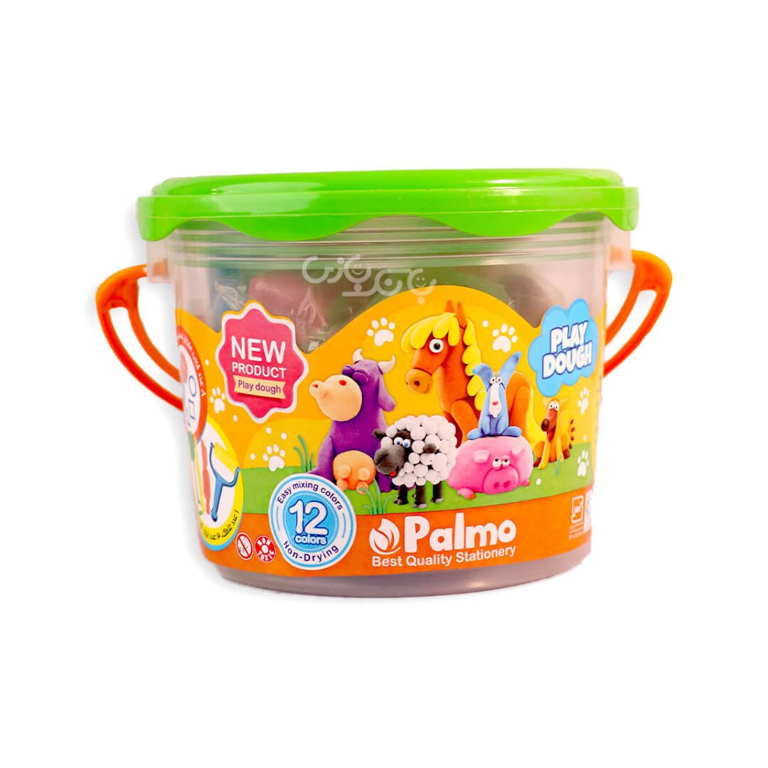 خمیر بازی 12 رنگ سطلی پالمو