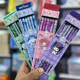 مداد مشکی پاک کن دار فانتزی 12 تایی طرح کرومی و رفقا