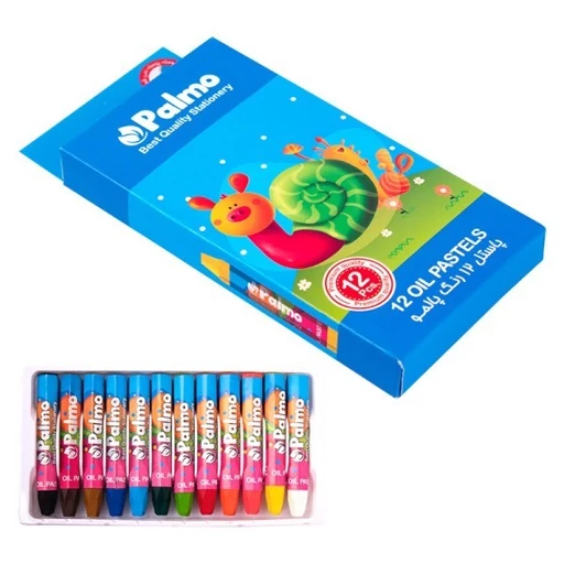 مداد شمعی 12 رنگ مقوایی پالمو